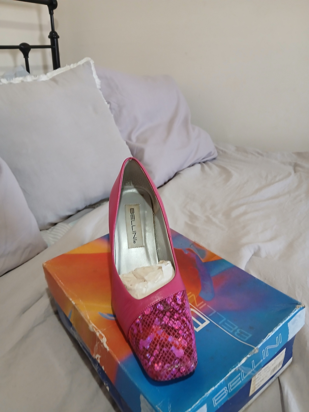 Bellini Pink Sequin Square-Toe Pump